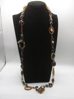 Premier Designs Long Amber Tone Necklace